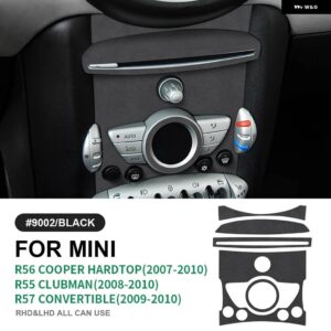 ミニクーパー クラブマン R55 R56 R57 中央コントロールノブパネル カバー ステッカー インテリア トリム イタリアスエード - black with button