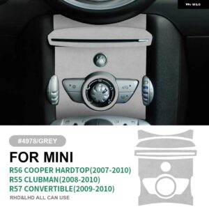 ミニクーパー クラブマン R55 R56 R57 中央コントロールノブパネル カバー ステッカー インテリア トリム イタリアスエード - grey without button