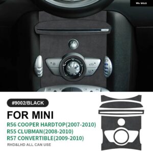 ミニクーパー クラブマン R55 R56 R57 中央コントロールノブパネル カバー ステッカー インテリア トリム イタリアスエード - black without button