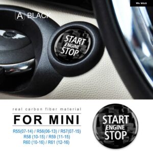 リアルハードカーボン エンジン スタートストップボタン カバー ミニクーパー R60 R61 R55 R56 R57 R58 R59 ステッカー トリム - Black Carbon