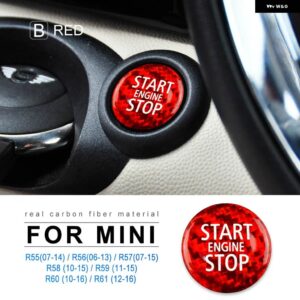 リアルハードカーボン エンジン スタートストップボタン カバー ミニクーパー R60 R61 R55 R56 R57 R58 R59 ステッカー トリム - Red carbon