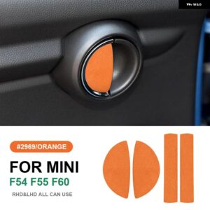 4ピース インテリア ドアハンドル ステッカー ミニクーパー F54 F55 F60 デカール カースタイリング 装飾 イタリアスーパースエード - Orange