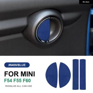 4ピース インテリア ドアハンドル ステッカー ミニクーパー F54 F55 F60 デカール カースタイリング 装飾 イタリアスーパースエード - blue