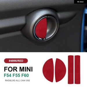 4ピース インテリア ドアハンドル ステッカー ミニクーパー F54 F55 F60 デカール カースタイリング 装飾 イタリアスーパースエード - red