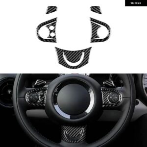 カーボン ミニクーパー ハードトップ R56 クラブマン R55 R57 インテリア ステアリングホイール ボタン カバー ステッカー - black