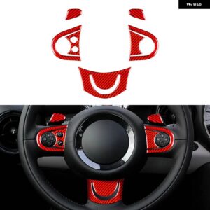 カーボン ミニクーパー ハードトップ R56 クラブマン R55 R57 インテリア ステアリングホイール ボタン カバー ステッカー - red