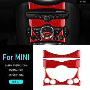 カーボン ミニクーパー クラブマン R55 R56 R57 インテリア トリム 中央 制御 ノブパネル カバー ステッカー - Red A