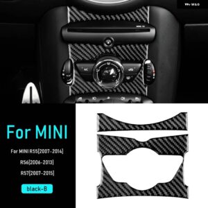 カーボン ミニクーパー クラブマン R55 R56 R57 インテリア トリム 中央 制御 ノブパネル カバー ステッカー - Black B
