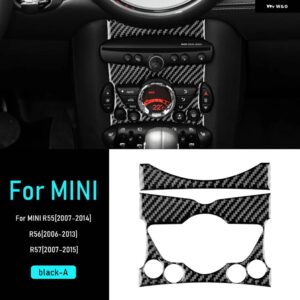 カーボン ミニクーパー クラブマン R55 R56 R57 インテリア トリム 中央 制御 ノブパネル カバー ステッカー - Black A