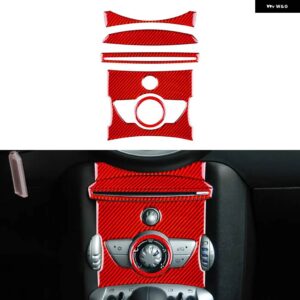 カーボン ミニクーパー クラブマン R55 R56 R57 インテリア トリム 中央 制御 ノブパネル カバー ステッカー - red D