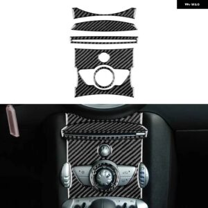 カーボン ミニクーパー クラブマン R55 R56 R57 インテリア トリム 中央 制御 ノブパネル カバー ステッカー - black D