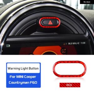 カーボン ミニクーパー カントリーマン F60 インテリア トリム ハザード灯ボタン カバー トリム ステッカー - red