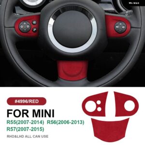 ステアリングホイール カバー ボタン ステッカー ミニクーパー R56 R55 クラブマン R57 コンバーチブルイタリアスエード カー