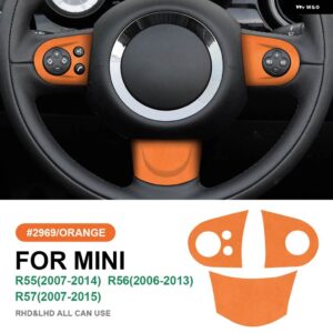ステアリングホイール カバー ボタン ステッカー ミニクーパー R56 R55 クラブマン R57 コンバーチブルイタリアスエード カー