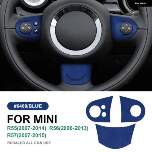 ステアリングホイール カバー ボタン ステッカー ミニクーパー R56 R55 クラブマン R57 コンバーチブルイタリアスエード カー