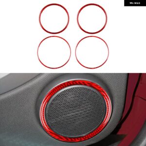 カーボン ミニクーパー ハードトップ R56 クラブマン R55 R57 インテリア トリム ドア オーディオ スピーカーカバー ステッカー - red