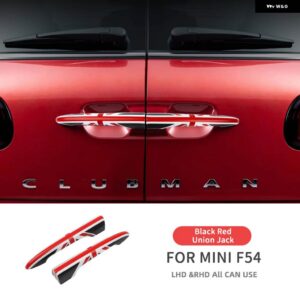 トランク リアドアハンドルカバー ミニ JCW F54 クラブマン 外装 装飾 2個 ABS キャリアトリム ステッカー スタイリング - BLACK RED UNION JACK
