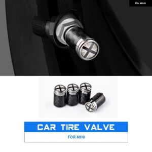 カーボンテクスチャ ミニクーパー R55 R56 R60 R61 F54 F55 F56 F60 カントリーマンホイールタイヤバルブ キャップステムカバー - Gray Union Jack-B