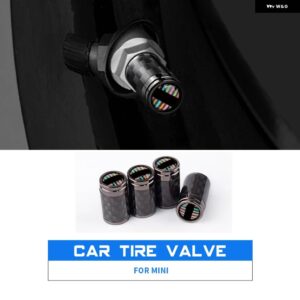 カーボンテクスチャ ミニクーパー R55 R56 R60 R61 F54 F55 F56 F60 カントリーマンホイールタイヤバルブ キャップステムカバー - Rainbow-C