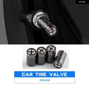 カーボンテクスチャ ミニクーパー R55 R56 R60 R61 F54 F55 F56 F60 カントリーマンホイールタイヤバルブ キャップステムカバー - Gray Union Jack-C