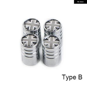 カーボンテクスチャ ミニクーパー R55 R56 R60 R61 F54 F55 F56 F60 カントリーマンホイールタイヤバルブ キャップステムカバー - Gray Union Jack-A
