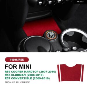 ミニクーパー ハードトップ R56 クラブマン R55 コンバーチブル R57 2007-2010 カーセンターコンソール パネル カバー イタリアントップスエード - red