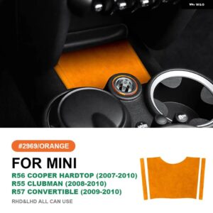 ミニクーパー ハードトップ R56 クラブマン R55 コンバーチブル R57 2007-2010 カーセンターコンソール パネル カバー イタリアントップスエード - Orange