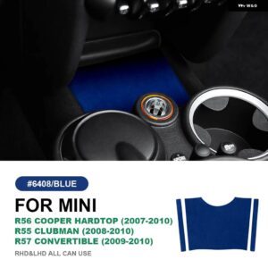 ミニクーパー ハードトップ R56 クラブマン R55 コンバーチブル R57 2007-2010 カーセンターコンソール パネル カバー イタリアントップスエード - blue