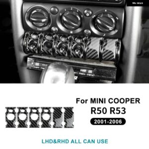 ミニクーパー ONE R50 R53 2001-2006 中央 制御 ヘッドライト ドア スイッチ パネル ステッカー ソフトカーボン 装飾