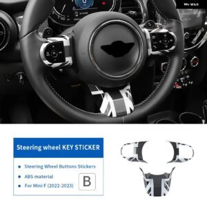 3個 ABS 新 ミニクーパー F55 F54 クラブマン F56 JCW F57 F60 カントリーマン 2022 2023 ステアリングホイール ステッカー - B-Gray Union Jack