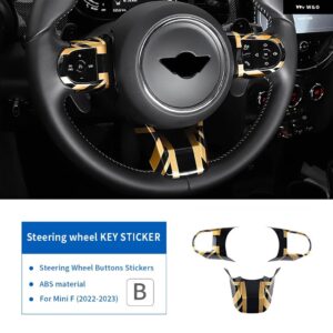 3個 ABS 新 ミニクーパー F55 F54 クラブマン F56 JCW F57 F60 カントリーマン 2022 2023 ステアリングホイール ステッカー - B-Black Gold