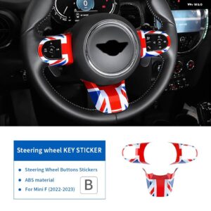 3個 ABS 新 ミニクーパー F55 F54 クラブマン F56 JCW F57 F60 カントリーマン 2022 2023 ステアリングホイール ステッカー - B-Union Jack