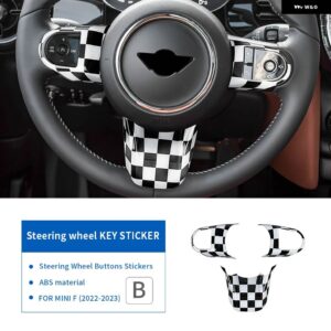 3個 ABS 新 ミニクーパー F55 F54 クラブマン F56 JCW F57 F60 カントリーマン 2022 2023 ステアリングホイール ステッカー - B-Checker