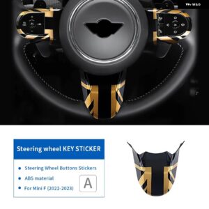 3個 ABS 新 ミニクーパー F55 F54 クラブマン F56 JCW F57 F60 カントリーマン 2022 2023 ステアリングホイール ステッカー - A-Black Gold