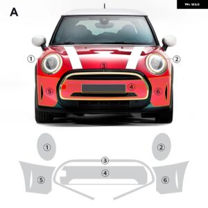 ペイントフィルム ミニ F56 クーパー S 2 ドア 2022 2023 2024 クリアブラキット 8.5 ミルボディ ステッカー プレカット PPF TPU - minicooper f56 front