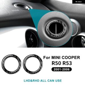 ミニクーパー ONE R50 R53 2001-2006 ダッシュボード サイド曇り止めエアベント 計器パネル ステッカー ソフトカーボン 2個