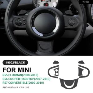 イタリアスエード ステアリングホイール ボタン カバー ステッカー ミニクーパー クラブマン R55 R57 ハードトップ R56 インテリア - black