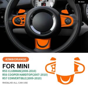 イタリアスエード ステアリングホイール ボタン カバー ステッカー ミニクーパー クラブマン R55 R57 ハードトップ R56 インテリア - Orange