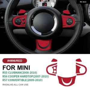 イタリアスエード ステアリングホイール ボタン カバー ステッカー ミニクーパー クラブマン R55 R57 ハードトップ R56 インテリア - red