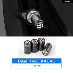 カーボンテクスチャ ミニクーパー R55 R56 R60 R61 F54 F55 F56 F60 カントリーマンホイールタイヤバルブ キャップステムカバー - Checker B
