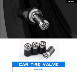 カーボンテクスチャ ミニクーパー R55 R56 R60 R61 F54 F55 F56 F60 カントリーマンホイールタイヤバルブ キャップステムカバー - Checker A