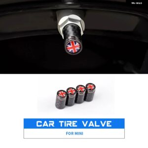 カーボンテクスチャ ミニクーパー R55 R56 R60 R61 F54 F55 F56 F60 カントリーマンホイールタイヤバルブ キャップステムカバー - Union Jack B