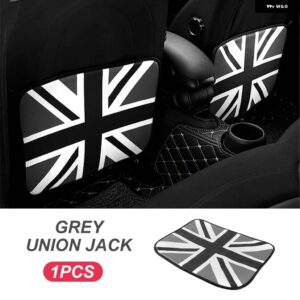 アンチキックパッド カーシート バックカバー ミニクーパー F54 F55 F56 F60 R56 R60 R61 抗汚れパッド 1PC PU レザー マット - grey union jack