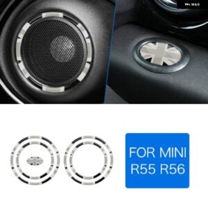 5ピース ミニクーパー R55 ハッチバック ミニ 1 R56 クラブマン インテリア ドア オーディオ スピーカー ステッカー スタイリング - Gray Union Jack 5pcs