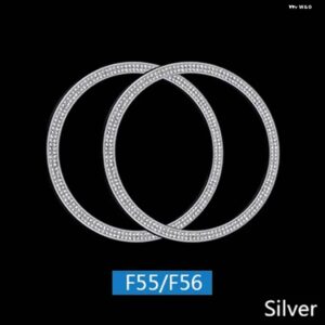 ダッシュボード エアアウトレットノブカバー ベント サークルリング 装飾 ミニクーパー F54 F55 F56 R55 R56 R60 - Silver F55 F56 2pcs