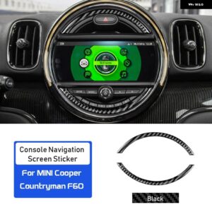 カーボン ミニクーパー カントリーマン F60 JCW インテリア トリム コンソール ナビゲーション画面カバー ステッカー - Black Carbon