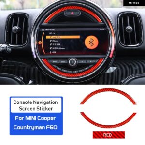 カーボン ミニクーパー カントリーマン F60 JCW インテリア トリム コンソール ナビゲーション画面カバー ステッカー - Red carbon