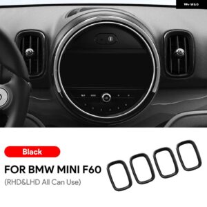 ABS ミニカントリーマン F60 エアアウトレットベント 計器サイドカバー ステッカー 装飾 フレームハウジングトリム シェル 4個 - black