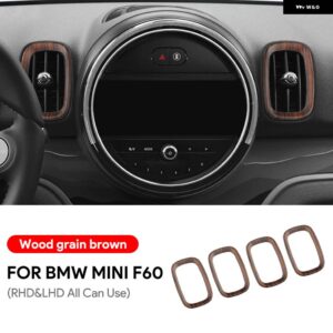 ABS ミニカントリーマン F60 エアアウトレットベント 計器サイドカバー ステッカー 装飾 フレームハウジングトリム シェル 4個 - Wood grain