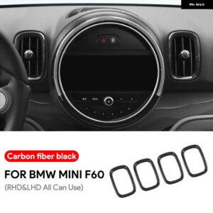 ABS ミニカントリーマン F60 エアアウトレットベント 計器サイドカバー ステッカー 装飾 フレームハウジングトリム シェル 4個 - black carbon texture